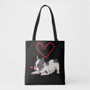 Bolso De Tela Bulldog francés Mamá francesa Corazón de Perro 