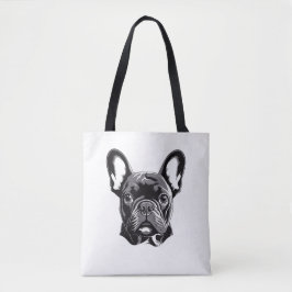 Bolso De Tela Bulldog francés personalizado negro y blanco