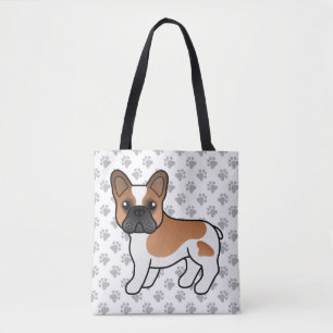 Bolso De Tela Bulldog Francés Piebald Rojo Perro De Dibujos Anim