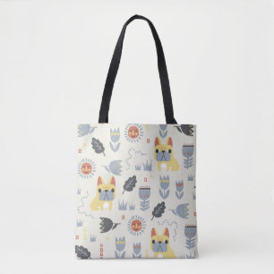 Bolso De Tela bulldog francés vintage y enfermedad floral escand