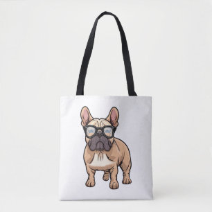 Bolso De Tela Bulldog francés vistiendo gafas