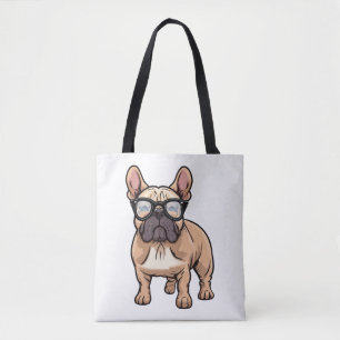 Bolso De Tela Bulldog francés vistiendo gafas