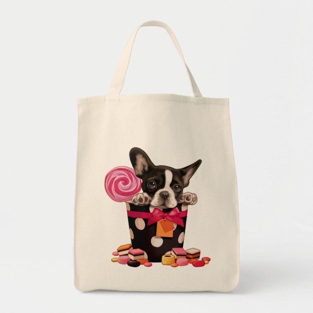 Bolso De Tela Bulldog francés y caramelo (Frente)