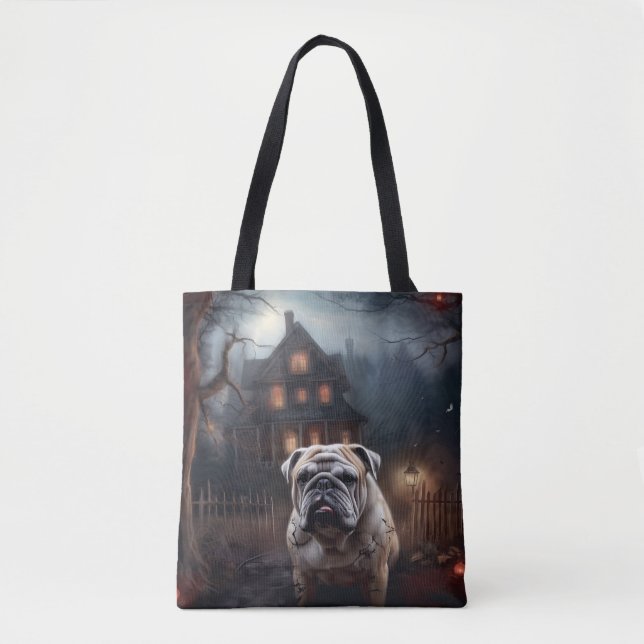 Bolso De Tela Bulldog Halloween Scary (Anverso)