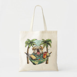 Bolso De Tela Bulldog Inglés con camisa hawaiana