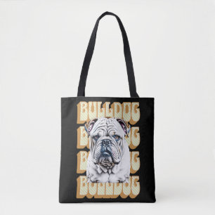 Bolso De Tela Bulldog inglés con fuente retro