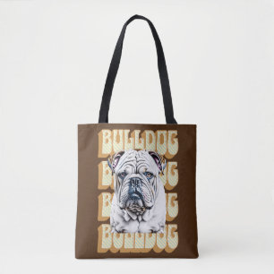 Bolso De Tela Bulldog inglés con fuente retro