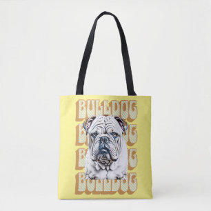 Bolso De Tela Bulldog inglés con fuente retro