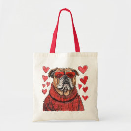 Bolso De Tela Bulldog inglés día de San Valentín
