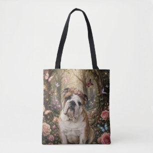 BOLSO DE TELA BULLDOG INGLÉS EN BOSQUE ENCANTADO