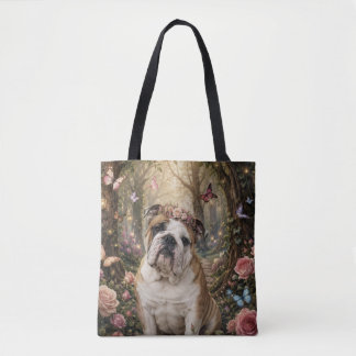BOLSO DE TELA BULLDOG INGLÉS EN BOSQUE ENCANTADO