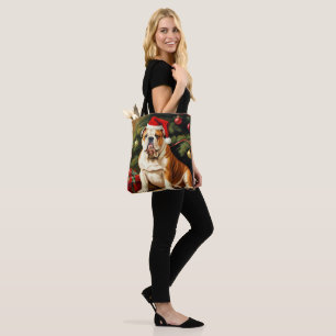 Bolso De Tela Bulldog inglés en Santa hat,