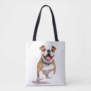Bolso De Tela Bulldog inglés feliz diversión juguetona saltando