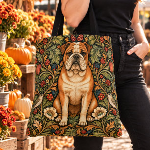 Bolso De Tela Bulldog Inglés Floral Vintage de William Morris