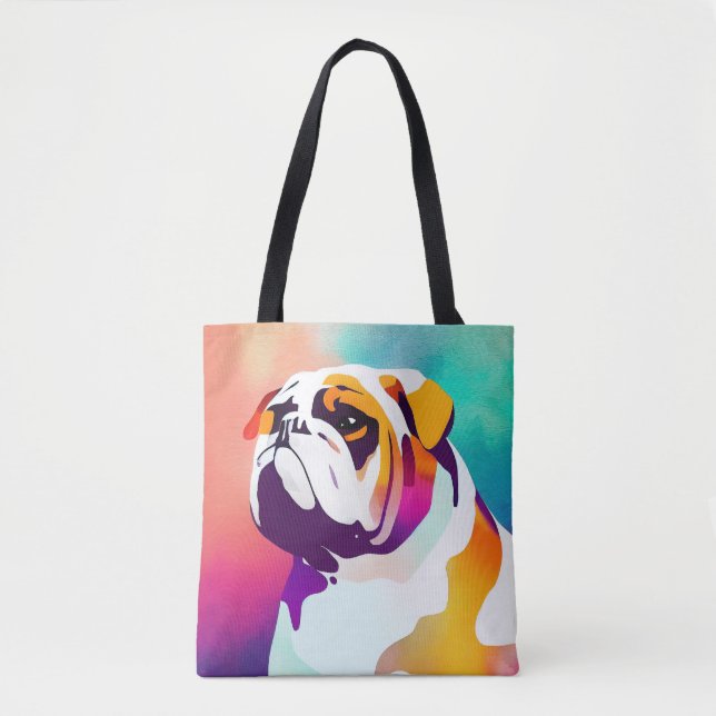 Bolso De Tela Bulldog Inglés Perro Naturaleza salvaje Pintura an (Anverso)