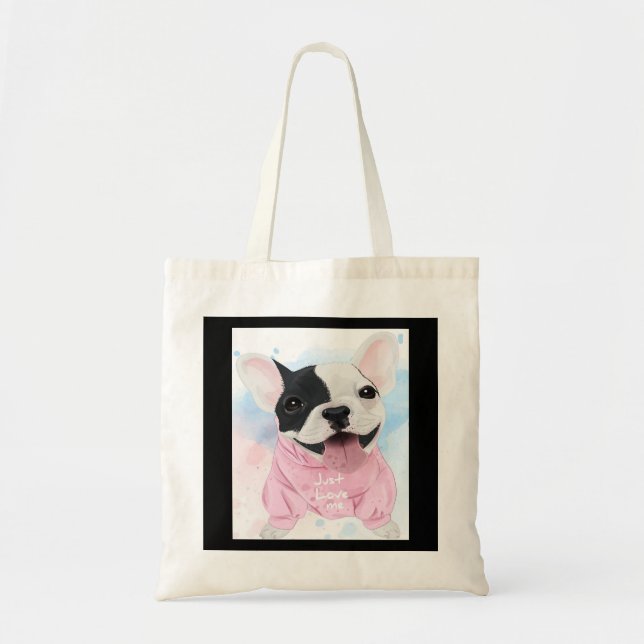 Bolso De Tela Bulldog lindo | Ama Solo Perro | Regalos de Perro  (Frente)