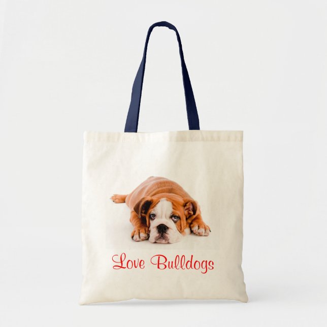Bolso De Tela Bulldoges de amor Bulldog inglés cachorro Perro To (Frente)
