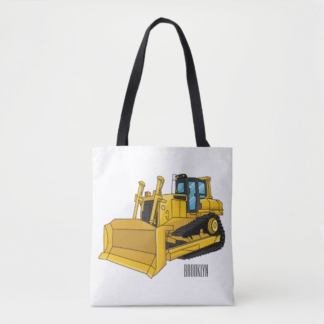 Bolso De Tela Bulldozer cartoon illustration (Anverso)