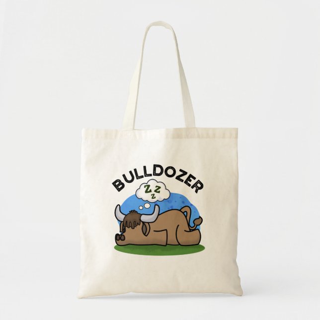 Bolso De Tela Bulldozer Funny Animal Bull Pun (Frente)