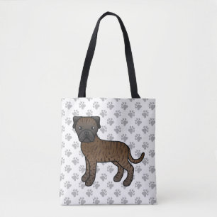 Bolso De Tela Bullmastiff atigrado perro de dibujos animados lin