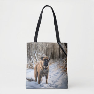 Bolso De Tela Bullmastiff Deja que nieve Navidad