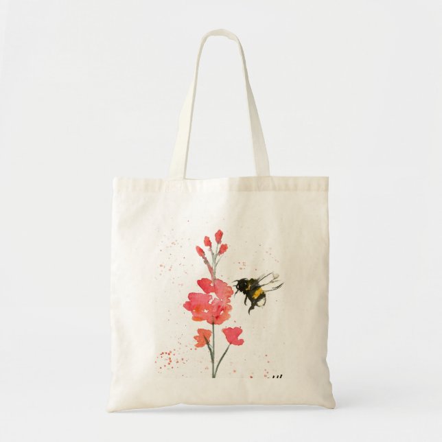 Bolso De Tela Bumblebee y flor (Frente)