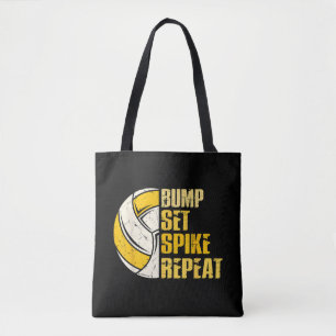 Bolso De Tela Bump Set Spike Repetir voleibol Gracioso