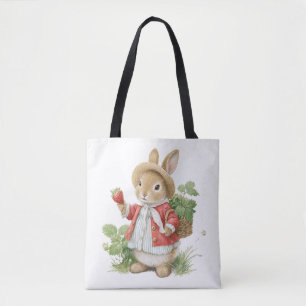 Bolso De Tela Bunny acuarela cúrcuma con Tote de fresas