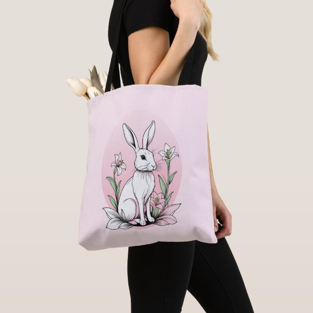 Bolso De Tela Bunny and Lilies (Detalle)