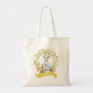 Bolso De Tela Bunny and Tulip Wreath Feliz Pascua