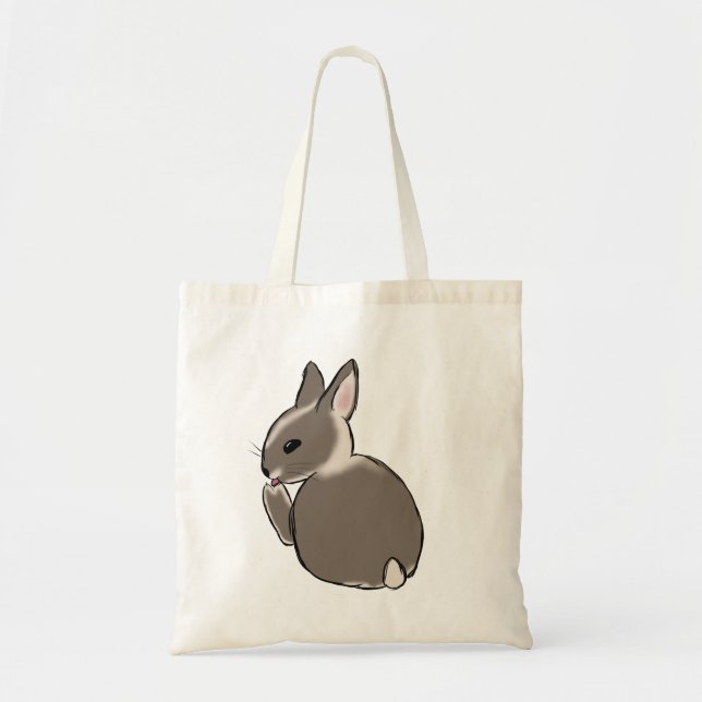 Bolso De Tela Bunny cleaning its paws  (Frente)