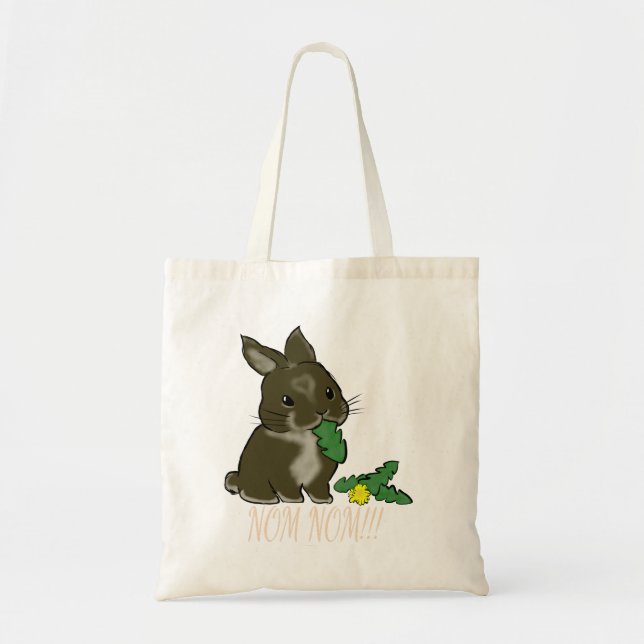 Bolso De Tela Bunny eating dandelion  (Frente)
