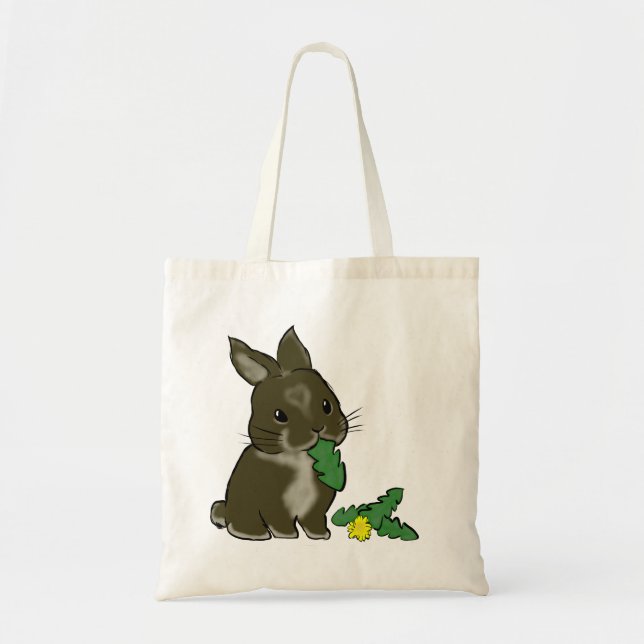 Bolso De Tela Bunny eating dandelion  (Frente)