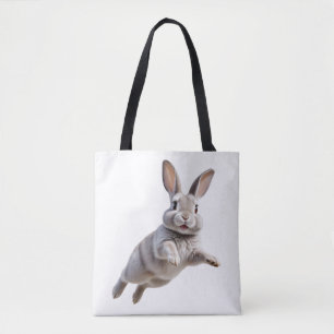 Bolso De Tela Bunny Happy Playful Jumping En El Conejo Aéreo