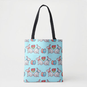 Bolso De Tela Bunny seamless pattern with easter eggs and a bouq
