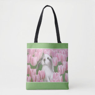 Bolso De Tela Bunny & Tulips