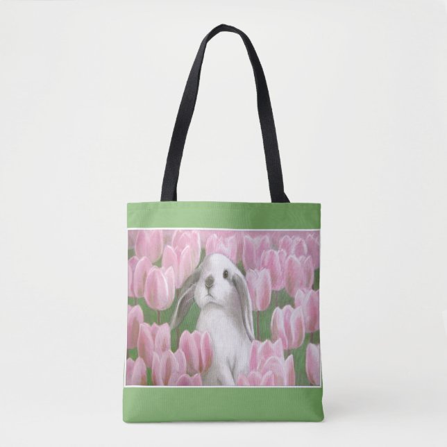 Bolso De Tela Bunny & Tulips (Anverso)