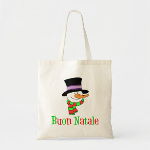 Bolso De Tela Buon Natale Navidades italianos Snowman