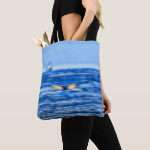 Bolso De Tela Buque de cola de ballena Mar Azul profundo