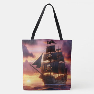 Bolso De Tela Buque pirata al amanecer