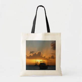Bolso De Tela Buques y el atardecer en la costa tropical