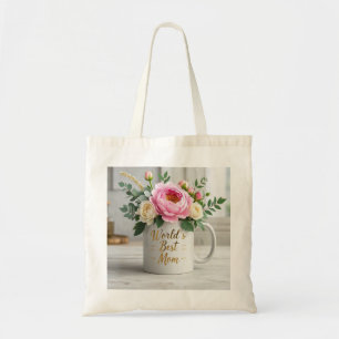Bolso De Tela Buquet floral de acuarela suave (peonías, rosas)