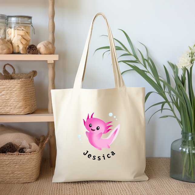Bolso De Tela Burbuja Axolotl rosa morado con nombre (Subido por el creador)