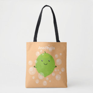 Bolso De Tela Burbujas de cal verde suave ilustracion personaliz