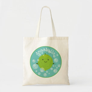 Bolso De Tela Burbujas de cal verde suave ilustracion personaliz