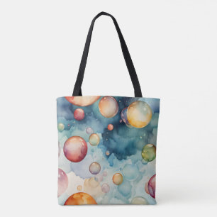 Bolso De Tela Burbujas de colores acuarela arte