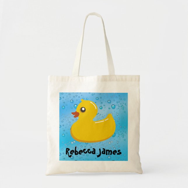 Bolso De Tela Burbujas Ducky/azules de goma lindas (Frente)