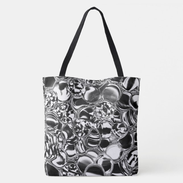 Bolso De Tela Burbujas plateadas de vidrio o tono metalizado (Reverso)