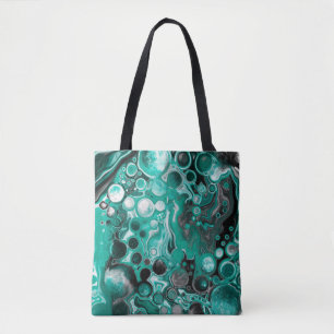 Bolso De Tela Burbujas verde azuladas y negras Células de arte f