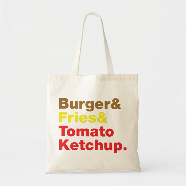 Bolso De Tela Burger & Fries & Tomate Ketchup. (Frente)